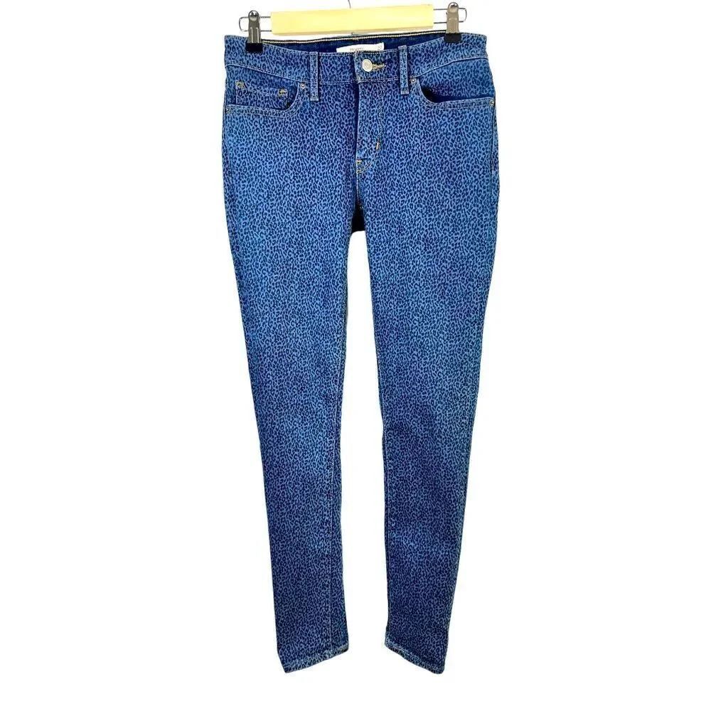 LEVI’S Women’s 711 Skinny Animal Leopard Print Denim Jeans Blue Size 27/4